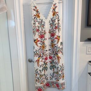 FARM Rio White Floral Embroidered Midi Dress